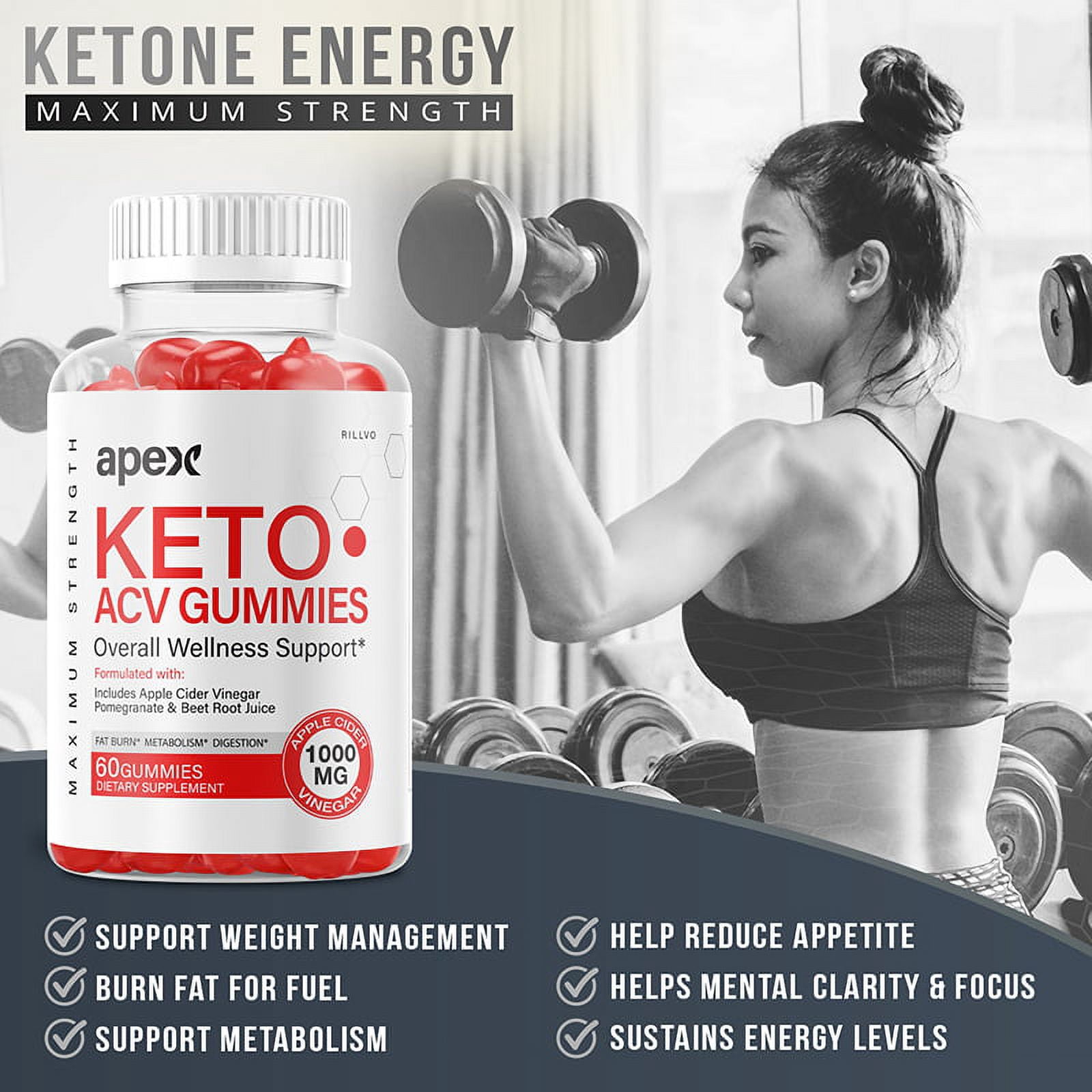 (5 Pack) Apex Keto Gummies - Apex Keto ACV Gummy’s - Supplement for Weight Loss - Energy & Focus Boosting Dietary Supplements for Weight Management & Metabolism - 300 Gummies