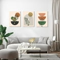 thumbnail image 4 of Boho Wall Art, Mid Century Modern Wall Art, Set of 3 Framed Canvas Wall Art Prints 12"x16" Abstract Geometric Neutral Black Green Boho Artwork Wall Decor for Bedroom Living Room Bathroom, 4 of 6