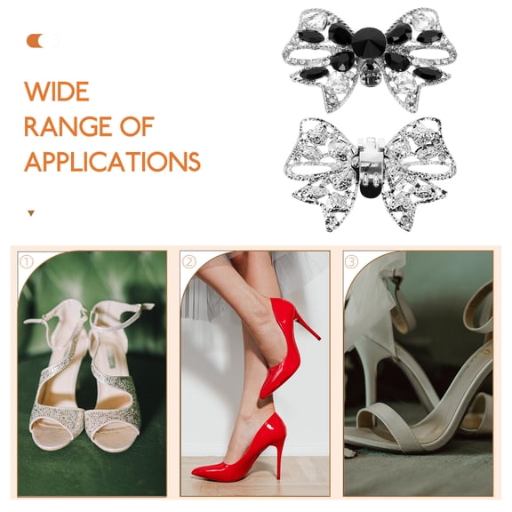 GALPADA 1 Pair Rhinestone Bow Shoe Clips for Women, Detachable Crystal Heel Charms, Bridal Wedding Accessories for High Heels
