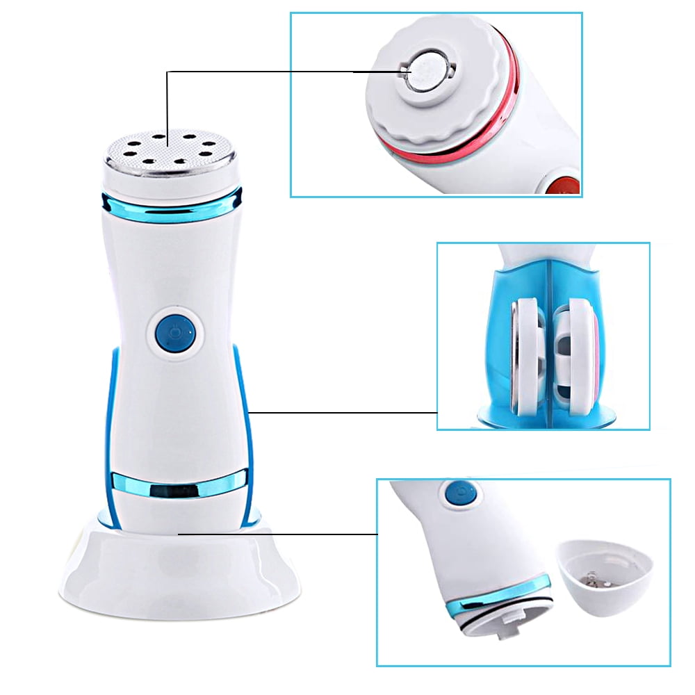 Dr.pedi Electric Foot File, Rechargeable Callus Remover for Feet & Toes, Pedi Care Tool with 4 Interchangeable Heads, Waterproof for Shower Use, USB Charging