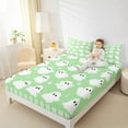 thumbnail image 4 of Manfei Kawaii Ghost Child Full Size Sheets, Green Cartoon Halloween Animal Bed Sheets, Sugar Gothic Style Sheet Sets, Breathable Home Decor, 4pcs, 4 of 7