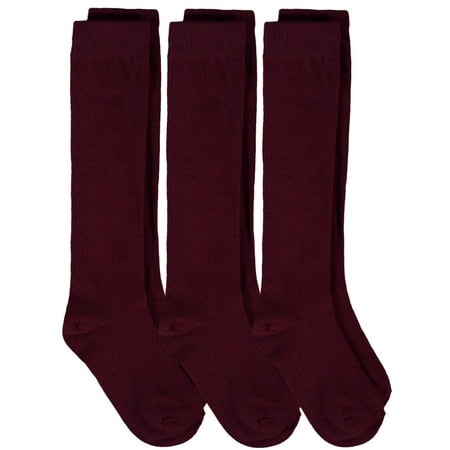 

Piccolo Hosiery Girls School Uniform Knee-High Sock Pack of Three(Burgundy 6/7)