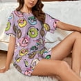 thumbnail image 4 of Balery Cute Donuts Conjunto de Pijama para Mujer con Estampado, Dos Piezas de Manga Corta y Shorts, Ropa de Dormir Suave con Cuello Redondo y Bolsillos-Medium, 4 of 6