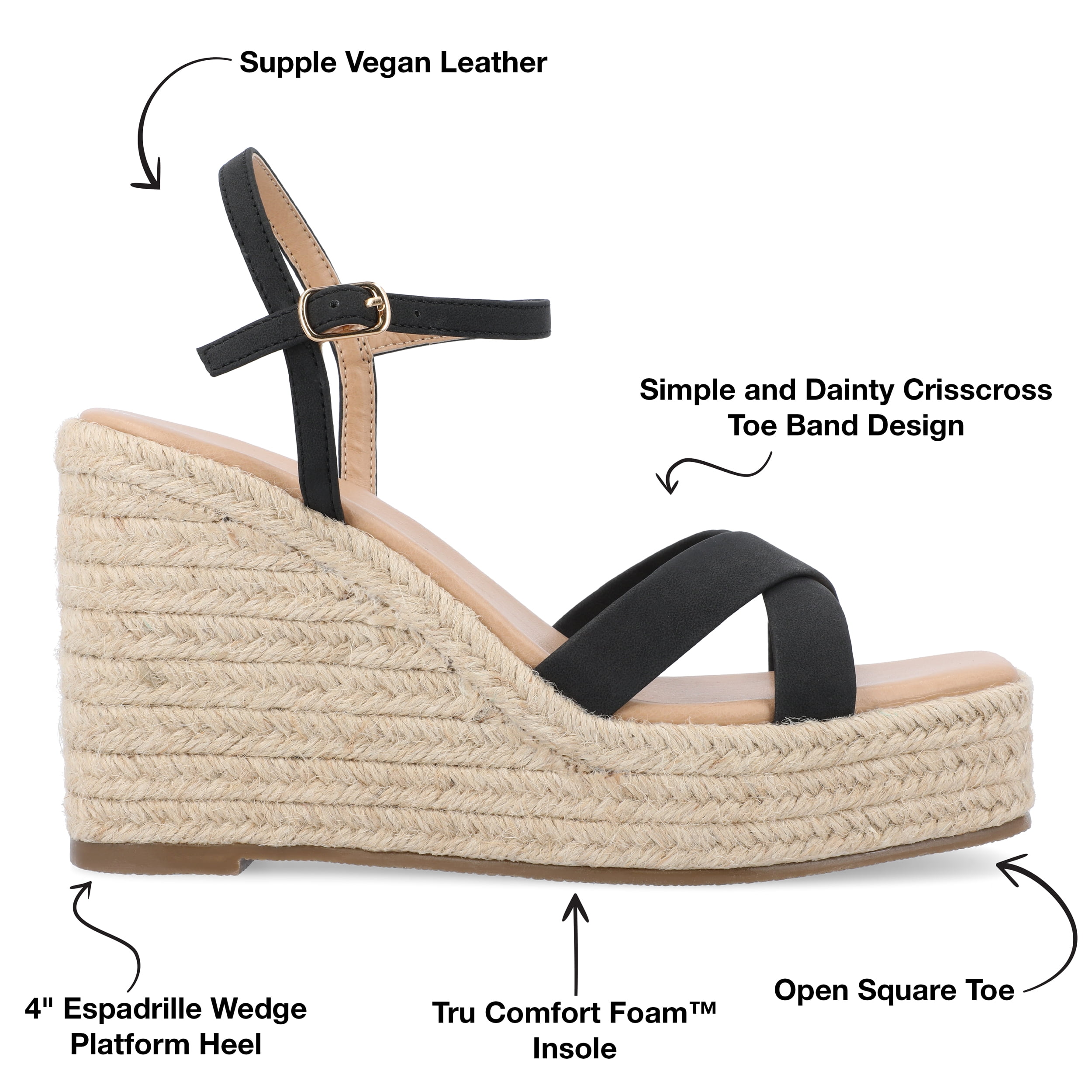 Journee Collection Womens Raniya Tru Comfort Foam Espadrille Platform Wedge Sandals