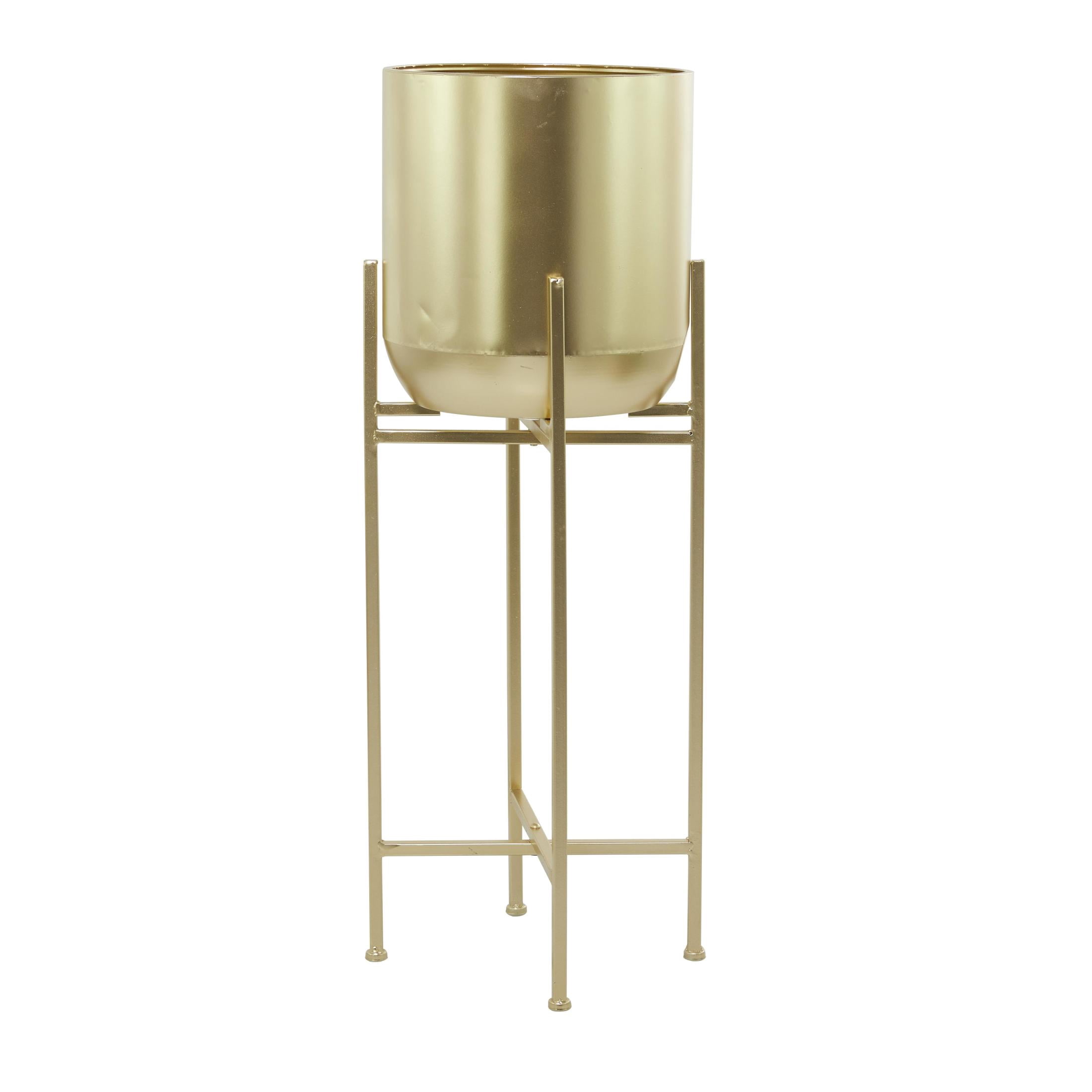 CosmoLiving by Cosmopolitan 13" x 36" Matte Dome Gold Metal Planter with Removable Stand