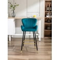thumbnail image 3 of Resenkos Bar Stools Set of 2,Modern Velvet Breakfast Dining Chairs with Back and Footrest(Teal), 3 of 9