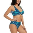thumbnail image 6 of PAYOHTO Women's Cross Front Bikini Set with High Elasticity Soft Padding Mermaid Dolphin Ocean Elements Bathing Suit Crop Top Swimsuit, 6 of 9