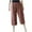 Brown, variant on fartey Women Cotton Linen Capri Pants 2024 Summer Lounge Solid Color Pockets 3/4 Pants Slim Fit Elastic High Waist Below Knee Shorts
