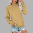 thumbnail image 3 of Dwellite Oversized Sweatshirt for Women Crewneck Fleece Pullover Soft Trendy Sweatshirts Plus Size Cute Hoodies with Pocket Yellow L, 3 of 5