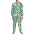 thumbnail image 3 of Naloa SHIBA WITH FLORAL Men’s Pajamas Set - Long Sleeve Button Down Sleep Shirt and Pajama Bottoms Sleepwear Set-Large, 3 of 7