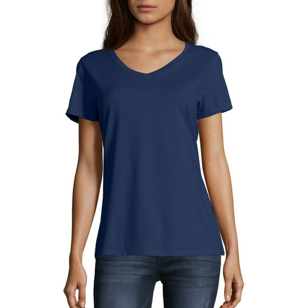 Hanes - Hanes Women's Nano-T V-Neck T-Shirt - Walmart.com - Walmart.com