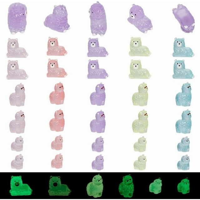 36 Mini Figuras Luminosas de Alpacas de Resina (18 Estilos)