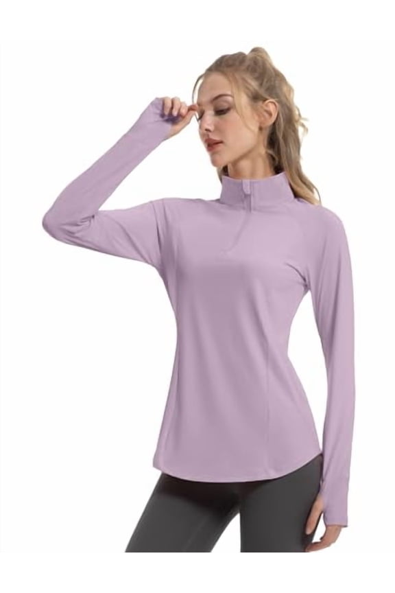 Women's Sun Shirts Long Sleeve Athletic Jackets UPF 50+ Lilac M