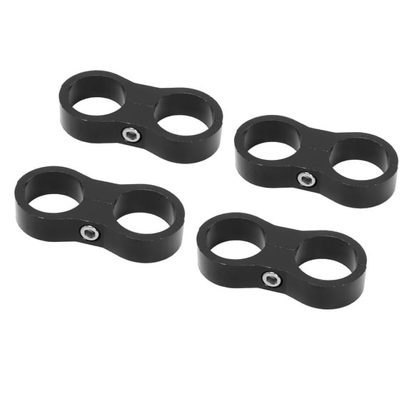 Fuel Line Tubing Mounting Clamps, 4 PCS Compact Structure Hose Separator Fuel Line Mounting Clamps Reusable Lightweight Black 12AN With Wrench For Brake Line