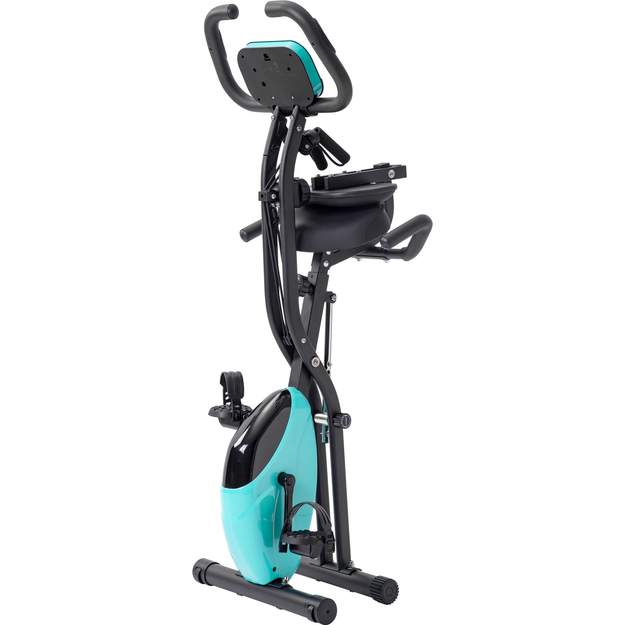 Folding Exercise Bike with 16-Level Resistance, Upright & Recumbent Stationary Bike with LCD Display, Green Fitness Bike 25"L x 19.7"W x 47.6"H
