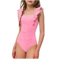 thumbnail image 4 of Teen Swimsuits One Piece Girls Swimsuit One Piece Swimsuits Cutout Ruched Bathing Suits Tie Adjustable Straps Girls' Swimwear 9-16Y, 4 of 7