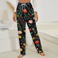 thumbnail image 3 of Dark Floral Textile Beautiful Design Winter Female Pants Flannel High Waist Women Pants Lady Warm Straight Leg Plush Trousers, 3 of 7