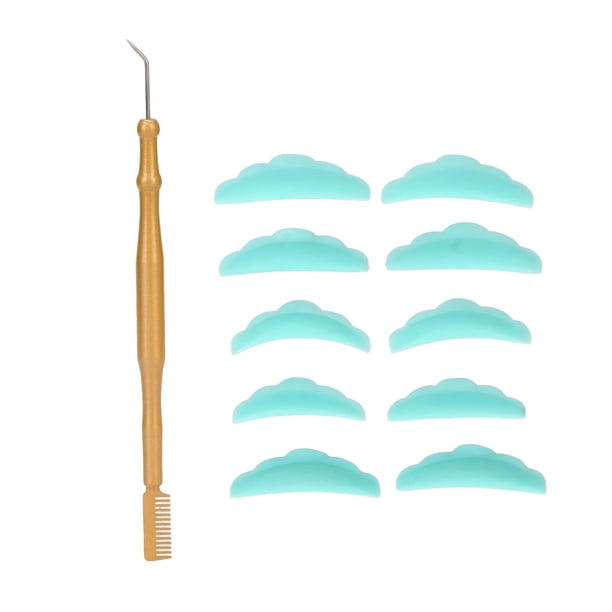 Ficarrico Herramienta para permanente de pestañas de doble punta, separador de pestañas de acero inoxidable, herramienta de tinte con almohadillas para pestañas para salón de belleza