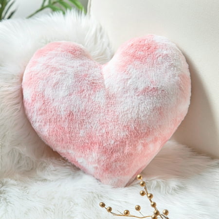 Phantoscope Pink Heart Shape Valentine's Day Gift Decorative Kid Throw Pillow, 12" x 12"