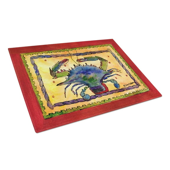 Carolines Treasures 8056LCB Crab Glass Cutting Board Large 12H x 16W multicolor