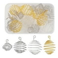 thumbnail image 1 of 20Pcs 4 Styles Iron Wire Spiral Bead Cage Pendants Square Charms Mixed Color 20.5~40x14.5~24.5x14.5~24.5mm Hole: 2.8~4.2x2.2~3mm 5pcs/style, 1 of 5