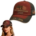 thumbnail image 2 of TOWED22 250 Anniversary USA hat, Patriotic Embroidered Baseball Cap, Patriot Cap 1776-2026 Bicentennial Gift for Men & Women Red, 2 of 8