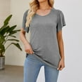 thumbnail image 2 of ameIAEA Short Sleeve Blouses for Women Round Neck Ruffle Summer Casual Dressy Shirts Solid Color Tops, 2 of 7