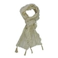 thumbnail image 2 of Ivory Multi Pattern Lace Scarf With Tassel Fringe, 2 of 3