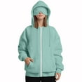 thumbnail image 4 of Sweatshirts for Women, Women's Zip Up Hoodies Sweatshirts Clothes Teen Girl Fall Casual Drawstring Jackets With Pockets Overcoat, Mint Green S, 4 of 9