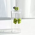 thumbnail image 4 of Vaso de agua de vidrio con tapa y pajita con decoración de mariposa | Vaso reutilizable con tapa a prueba de polvo y pajita de vidrio, 4 of 8