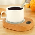 thumbnail image 3 of Coffee Cup Heater, Abs Smart Drink Cup Heater, Battery Powered Candle Heater Plate, 55-65 ° C Tea Cup Heater, USB Plug-in, Wood Style Heater Plate, Touch Coffee Heater for Tea Coffee, 3 of 7