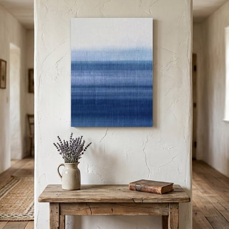 Ships Next Day Canvas Wall Art 8 x10 Navy Blue Ombre Wood Framed Canvas Print Painting Farmhouse Modern Gradient Ready to Hang Small Picture Wall Decor for Home Bathroom Nursery Office