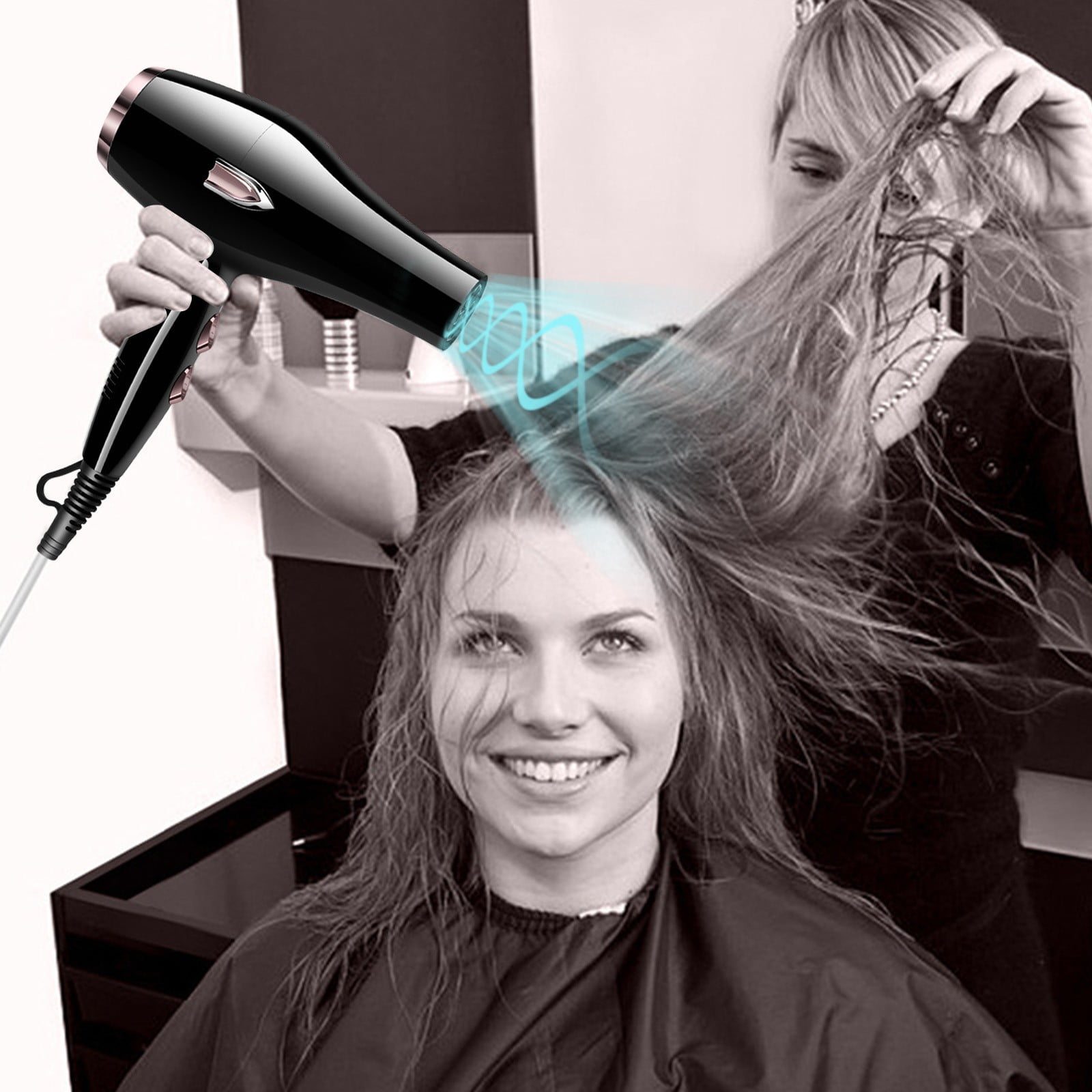 Household High Power Hair Dryer, Blue Light Salon Hair Dryer with Hot and Cold Settings, Compact, Portable and Fast Drying for Smooth Hair Styling