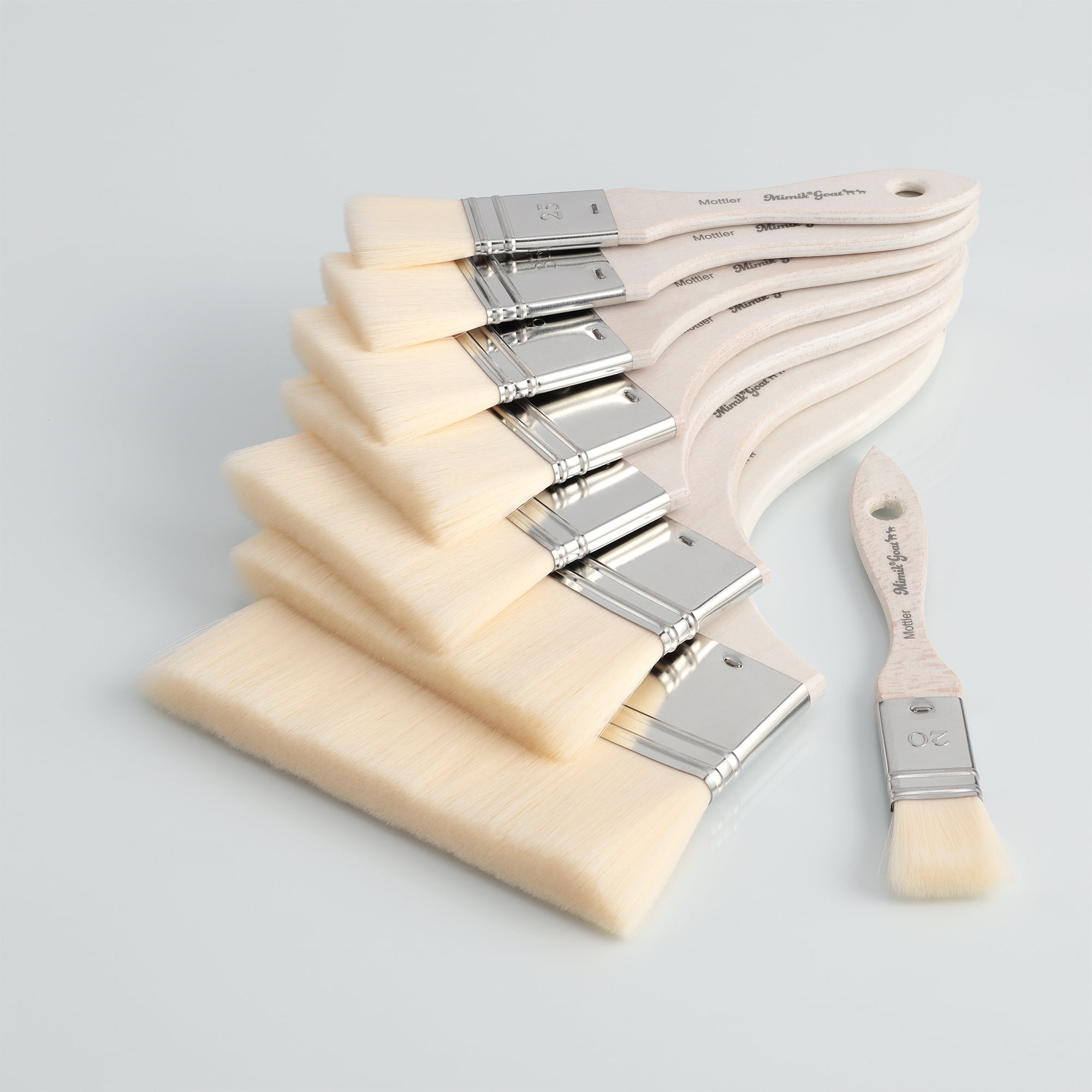 Mimik Synthetic Goat Hair Mottler Paint Brush 3/4" - Short Handle Flat Watercolor Brush- Soft, Absorbent, Synthetic Paint Brush for Watercolor, Oil & Acrylic- Rust-Proof Ferrule- Handmade in Germany