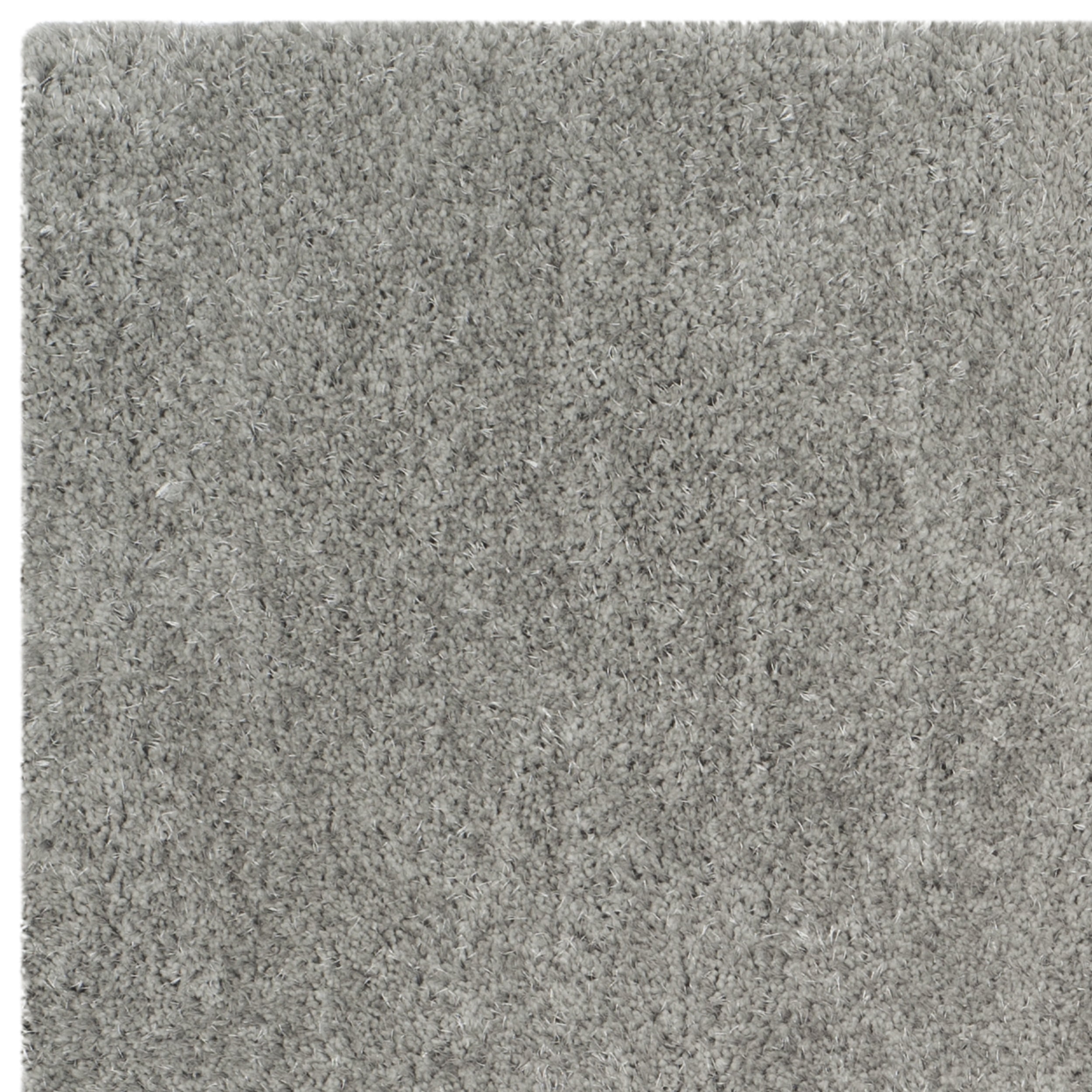 SAFAVIEH Joella Solid Plush Polyester Shag Area Rug, Light Grey, 5' x 5' Square