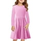thumbnail image 2 of Odeerbi Niñas Manga Larga A-Vestido de Manga Larga Para Niñas Vestido Acampanado de Primavera Vestido Elástico de Colores Sólidos Vestido de Patinadora Twirly Vestido de Recital Escolar, 2 of 9