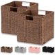 thumbnail image 1 of Cestas de mimbre, juego de 2 cestas de almacenamiento de cuerda de papel tejidas a mano, cubos de almacenamiento plegables, cesta de almacenamiento para estantes, organización de despensa y decor, 1 of 5