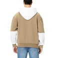 thumbnail image 5 of Men's Casual Sport Color Block Hooded Pullover Long Sleeve Hoodie for Winter Athletic Wear,Khaki,XL, 5 of 6