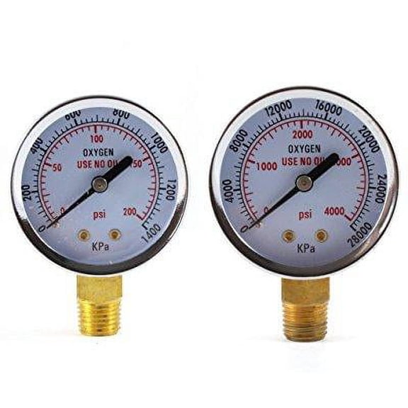Low and High Pressure Gauges for Oxygen Regulator - 2 inches (PAIR)