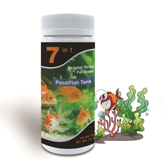 7 in 1 Aquarium Test Strips, 100 Strips Fish Tank Test Kit, Pool Test Strips, Freshwater Saltwater Aquarium Water Test Kit to Detect