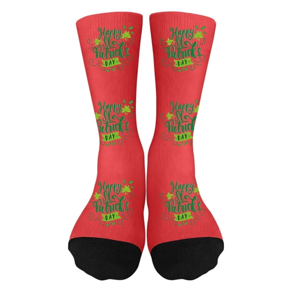 Kids' St. Patrick's Day Novelty Crew Socks - Festive Shamrock Print Socks for Boys & Girls (7-12 Years)