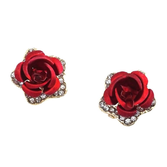 Wioihee Fashion Jewelry Flower Rhinestone Earrings for Women Summer Style for Christmas gift