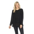 thumbnail image 3 of Simply Couture Women's Solid Keyhole Back Knitted Shimmering Sequin Crewneck Sweater Blouse, 3 of 4