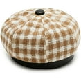 thumbnail image 5 of CoCopeaunts Plaid Newsboy Cap for Women PU Leather Newsboy Hats Tweed 8 Panels Octagonal Hats with Metal Chain Decoration, 5 of 6