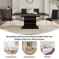 thumbnail image 3 of 63" Dining Table Set of 5, Rectangular Glossy Table with Gold Accents and 4 PU Leather Cantilever Chairs, Luxury Style for Apartment, Living Room, and Dining Room, 3 of 9