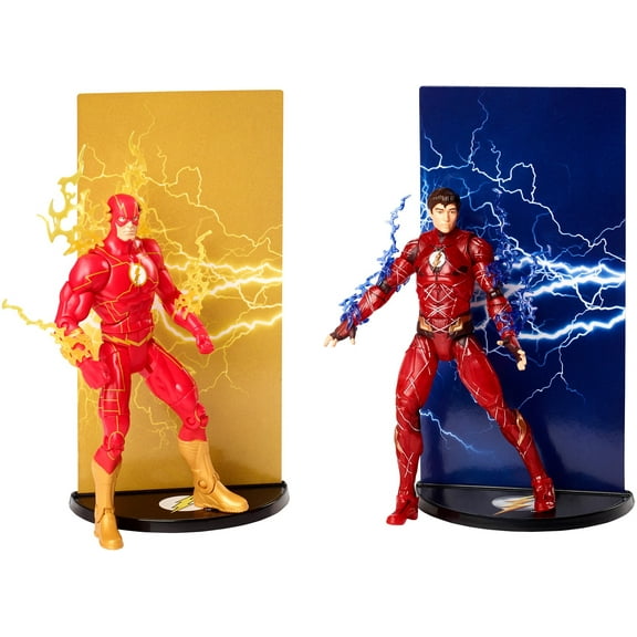 Mattel DC Comics Collectible Child The Flash Action Figures, Red Golden Electric Blue, (2 Pack)