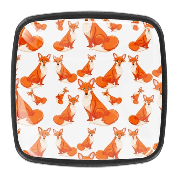 4 Pcs Square Cabinet Handle Cupboard Knob Drawer Pulls Handle Fox Drawer Knobs with Screws Furniture Decoration