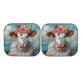 thumbnail image 7 of Windshield Sun Shade, Vintage Colorful Floral Cow Foldable Car Sun Shade Windshield for Front, 2 Pieces, 7 of 7