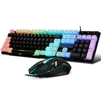 CHONCHOW Wired Gaming Keyboard and Mouse Combo,USB Wired 104-Keys Full Size Light Up Keyboard Mic 3600DPI Rainbow Backlit Mechanical Feeling Compatible with PC Xbox Mac OS Game and Work