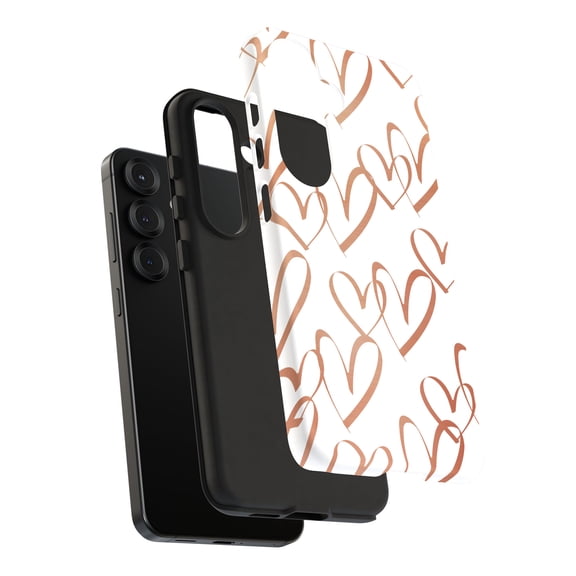 For Samsung Galaxy S21 Plus, Dual-Layer, Brown Hearts Print, USA